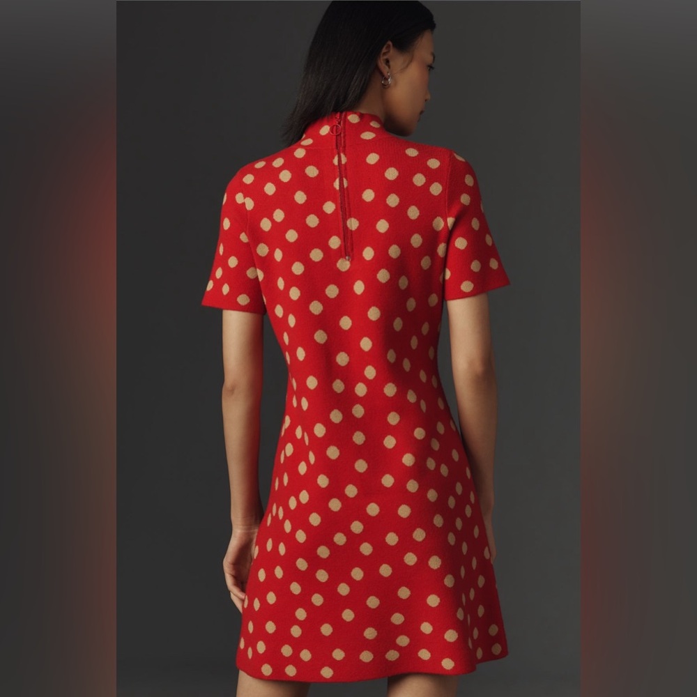 ✨ Anthropologie Nina Short-Sleeve Mock-Neck Mod Mini Dress Sz XLP - Picture 2 of 12